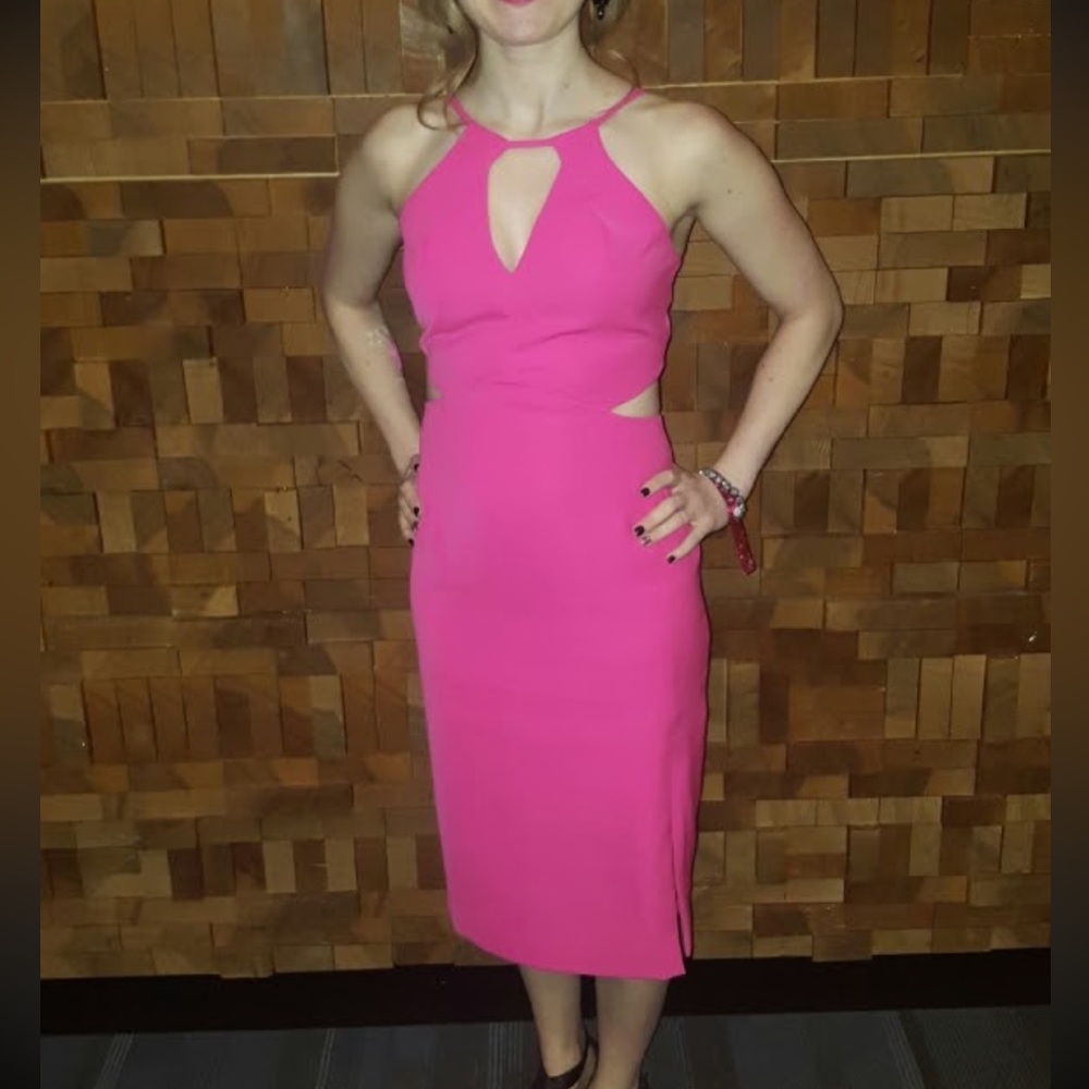 Hot Pink Cocktail Dress with cut outs